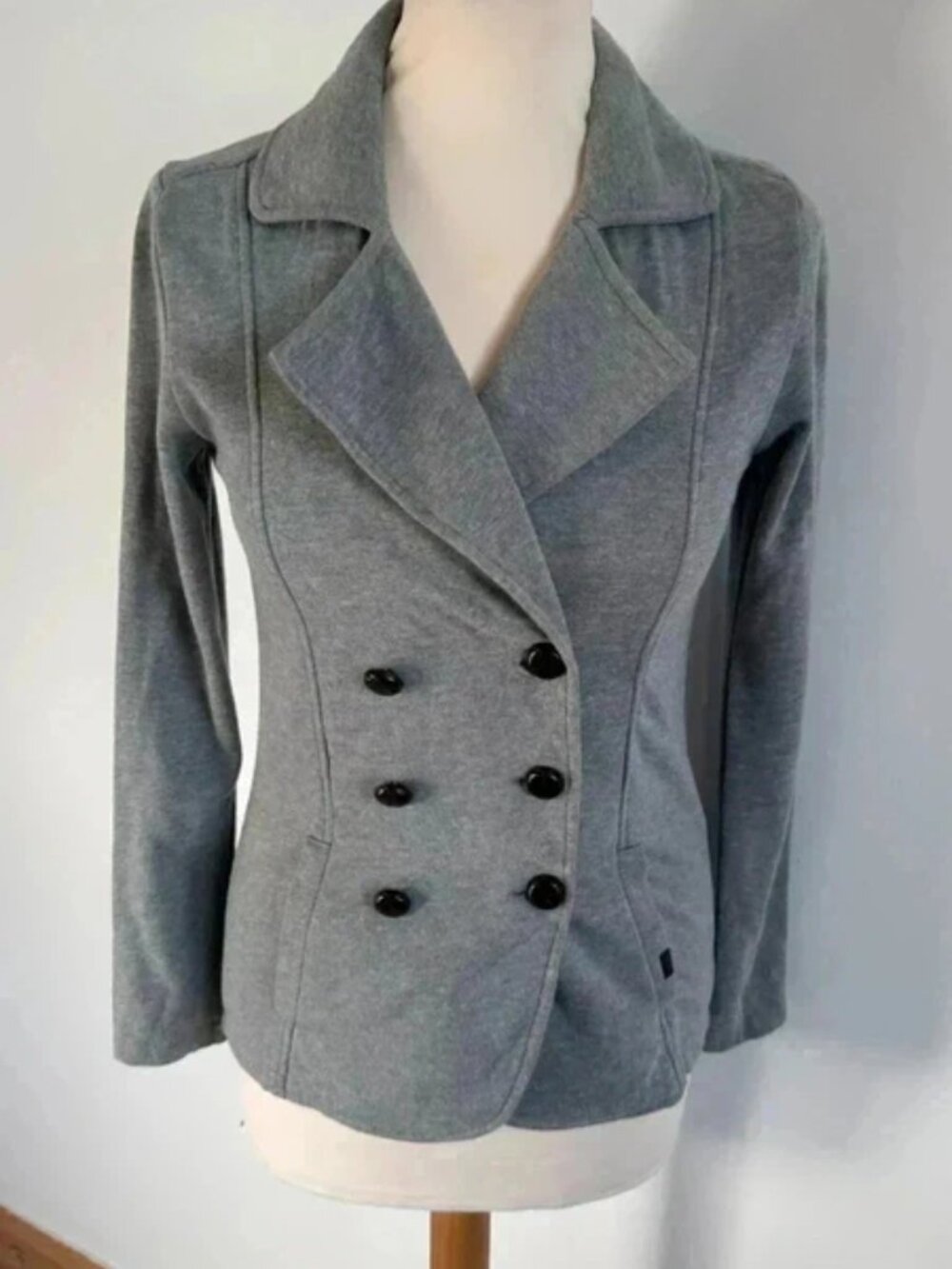 Vans womens cotton rich grey double breasted blazer jacket Size XS